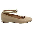 Gianvito Rossi Ankle Strap Ballet Flats in Nude Patent Leather