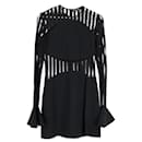 David Koma Macramé Long-Sleeve Cady Mini Dress in Black Polyester - Autre Marque