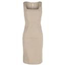 Dolce & Gabbana Square Neckline Knee-Length Dress in Beige Cotton