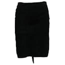 Ba & Sh Asymmetric Skirt in Black Goatskin Leather - Ba&Sh