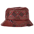 Maison Michel Axel Logo-Charm Bucket Hat in Brown Silk