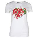 Love Moschino Blumen-Logo-T-Shirt aus weißer Baumwolle