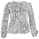 Rixo Animal-Print Long-Sleeve Top in White and Black Polyester - Autre Marque