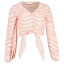 Blusa xadrez Stine Goya Blanca com frente amarrada em algodão rosa - Autre Marque