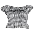 Rejina Pyo Mina Off-The-Shoulder Gingham Top in Black and White Cotton
