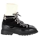 Chanel Interlocking CC Logo Suede Combat Boots in Black Leather
