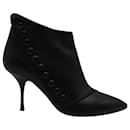 Giuseppe Zanotti Buttoned Ankle Heel Boots in Black Leather