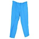 Loro Piana Straight-Leg Trousers in Blue Linen