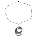 Tiffany & Co Round Pendant Cord Necklace in Silver Metal