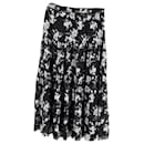 Michael Michael Kors Floral Print Skirt in Black Silk
