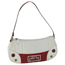 Christian Dior Montaigne Trailer Shoulder Bag Leather White Red Auth 67018