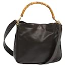 GUCCI Bamboo Hand Bag Leather 2way Black 001 1638 Auth bs12401 - Gucci