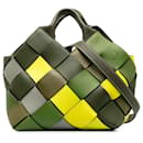 Bolso satchel de cesta tejida pequeño excedente de Loewe verde