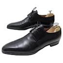 AUBERCY SHOES 3 carnations 9.5 43.5 BLACK LEATHER SHOES DERBY - Aubercy