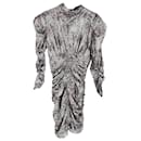 Isabel Marant Pandor Ruched Mini Dress in Silver Silk