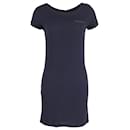 Sandro Paris Fitted Dress in Navy Blue Viscose