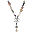 Silberfarbener Chanel 2006 CC RHINESTONE, Halskette mit Kunstperlen und Perlen
