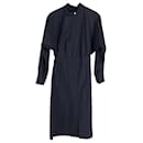 Isabel Marant Long Sleeve Midi Dress in Navy Blue Cotton