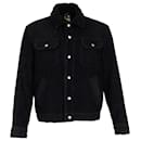 A.P.C. shearling-Collar Corduroy Jacket in Black Wool - Apc