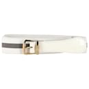 Cintura Dolce & Gabbana con fibbia a righe in nylon bianco e pelle