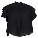 Isabel Marant Ruffled Top in Black Silk