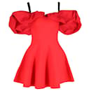 Alexander McQueen Cold-Shoulder Ruffled Mini Dress in Red Viscose - Alexander Mcqueen