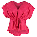 Nina Ricci Pleated V-neck Top in Pink Silk