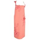 Zimmermann High Tide Lift Off Floral-Appliquéd Maxi Dress In Peach Linen