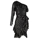 Philosophy di Lorenzo Serafini One Shoulder Asymmetrical Dress in Black Silk