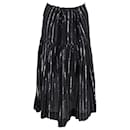 Isabel Marant Etoile Metallic Striped Drawstring Midi Skirt in Black Cotton