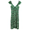 Self-Portrait Cold-Shoulder Floral Pleated Midi Dress in Green Polyester - Self portrait