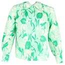 Rixo Floral Print Long Sleeve Button-Up Top in Green Cotton - Autre Marque