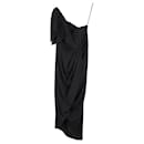 Zimmermann One-Shoulder Draped Washed Gown in Black Silk