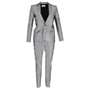 Saint Laurent Pinstripe Suit Set in Silver Polyester