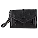 Tory Burch Pebbled Clutch in Black Leather