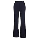 Victoria Beckham Flared Trousers in Navy Blue Cotton