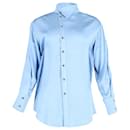 Rejina Pyo Asymmetric Button-Up Shirt in Blue Silk