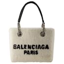 Borsa shopper Duty Free S - Balenciaga - Pelliccia finta - Beige