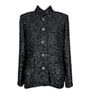 New 2019 Spring CC Buttons Black Tweed Jacket - Chanel