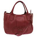 Salvatore Ferragamo Hand Bag Leather 2way Red Auth bs12366