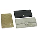 CHANEL Wallet Leather 3Set Black Beige Silver CC Auth bs12329 - Chanel