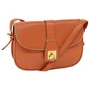 CELINE Shoulder Bag Leather Orange Auth 67182 - Céline