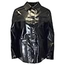 Christian Dior Veste noire boutonnée en vinyle brillant sur le devant - Autre Marque