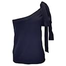 Chanel Navy Blue Tie Detail One Shoulder Wool Knit Top - Autre Marque
