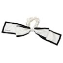 White Chanel Silk CC Bow Scrunchie