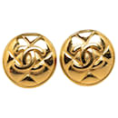 Gold Chanel CC Clip On Earrings