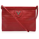 Vintage Embossed Red Leather Shoulder Bag - Autre Marque
