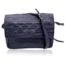 Vintage Blue Leather Woven Flap Messenger Bag - Autre Marque