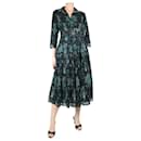 Black and green wool belted dress - size UK 10 - Autre Marque