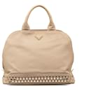 Prada Brown Canapa Studded Dome Shopping Tote